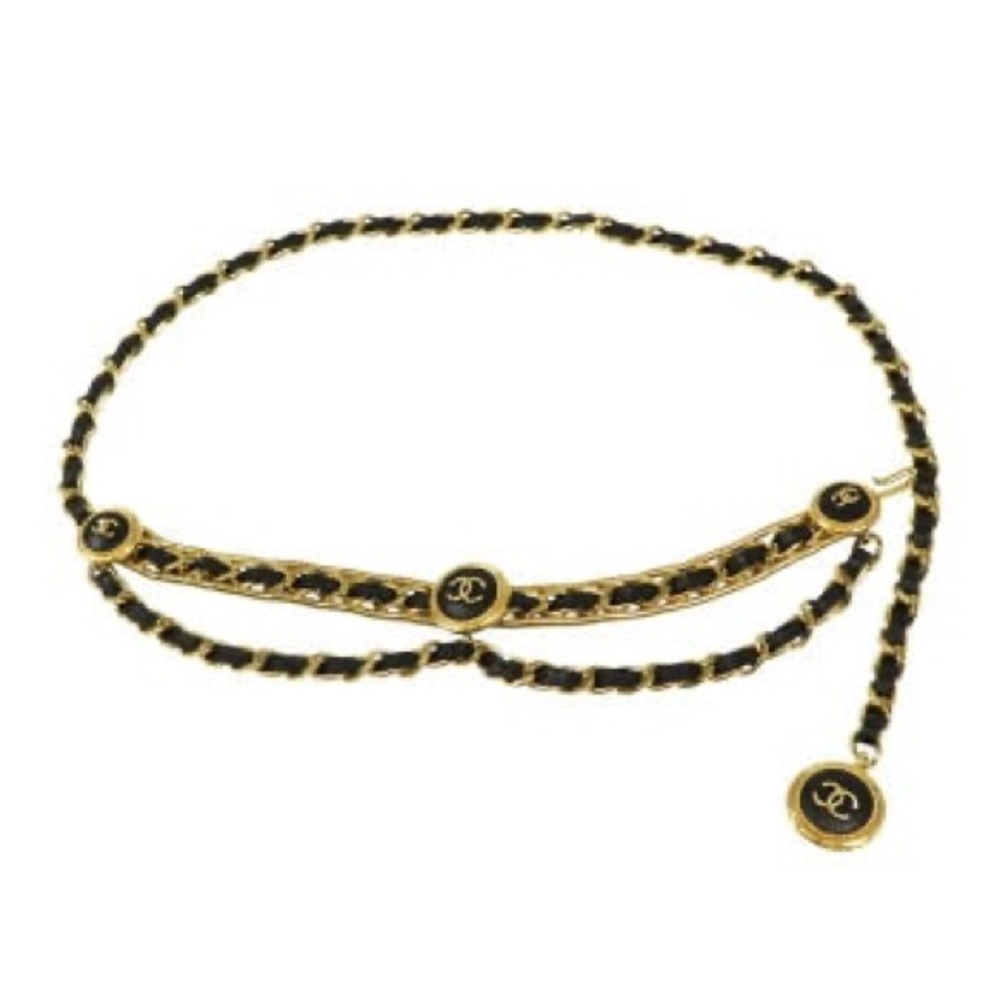 Authentic CHANEL 1990s NEW vintage triple leather chain belt clover charm RARE - Picture 11 of 15